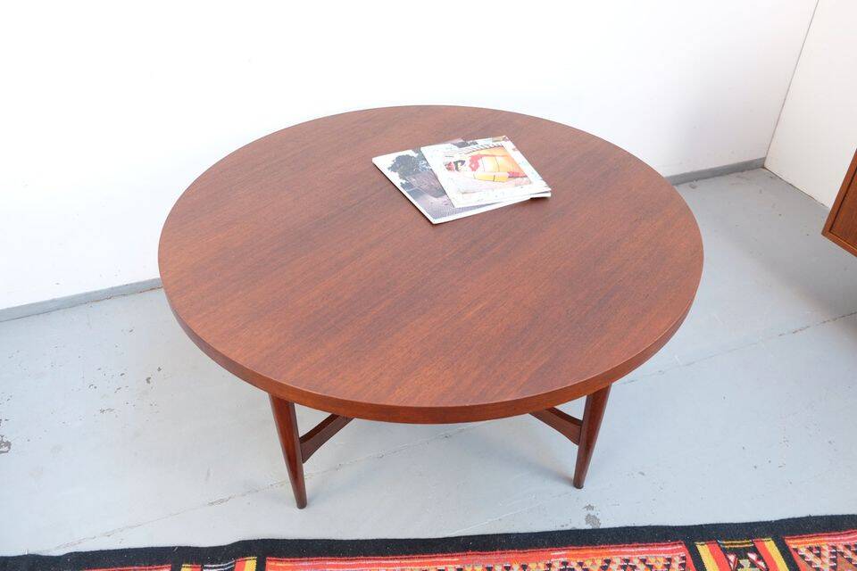 Vintage teak coffee table in 60s-70s style, retro style.
