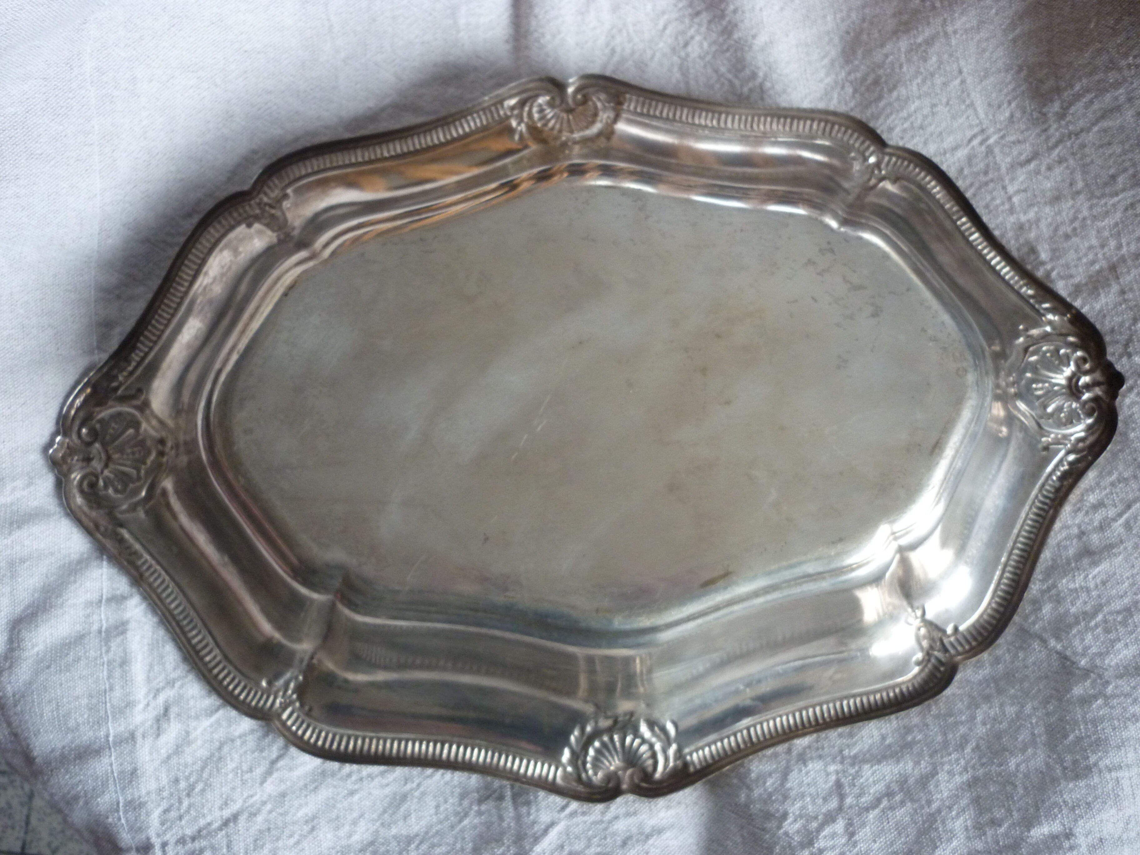 Silver metal bread basket dish