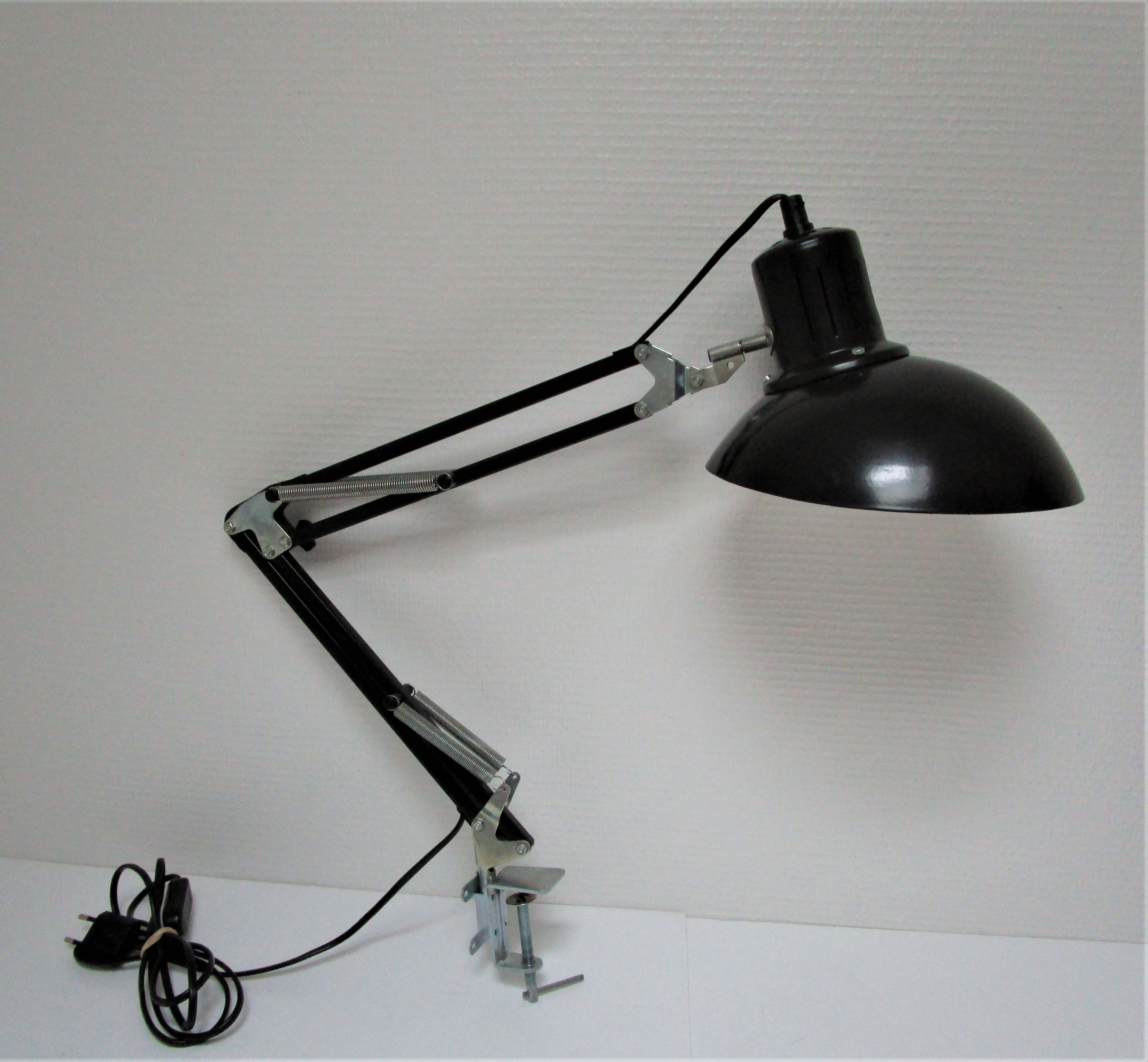 Lamp architect metal black design Aluminor vintage