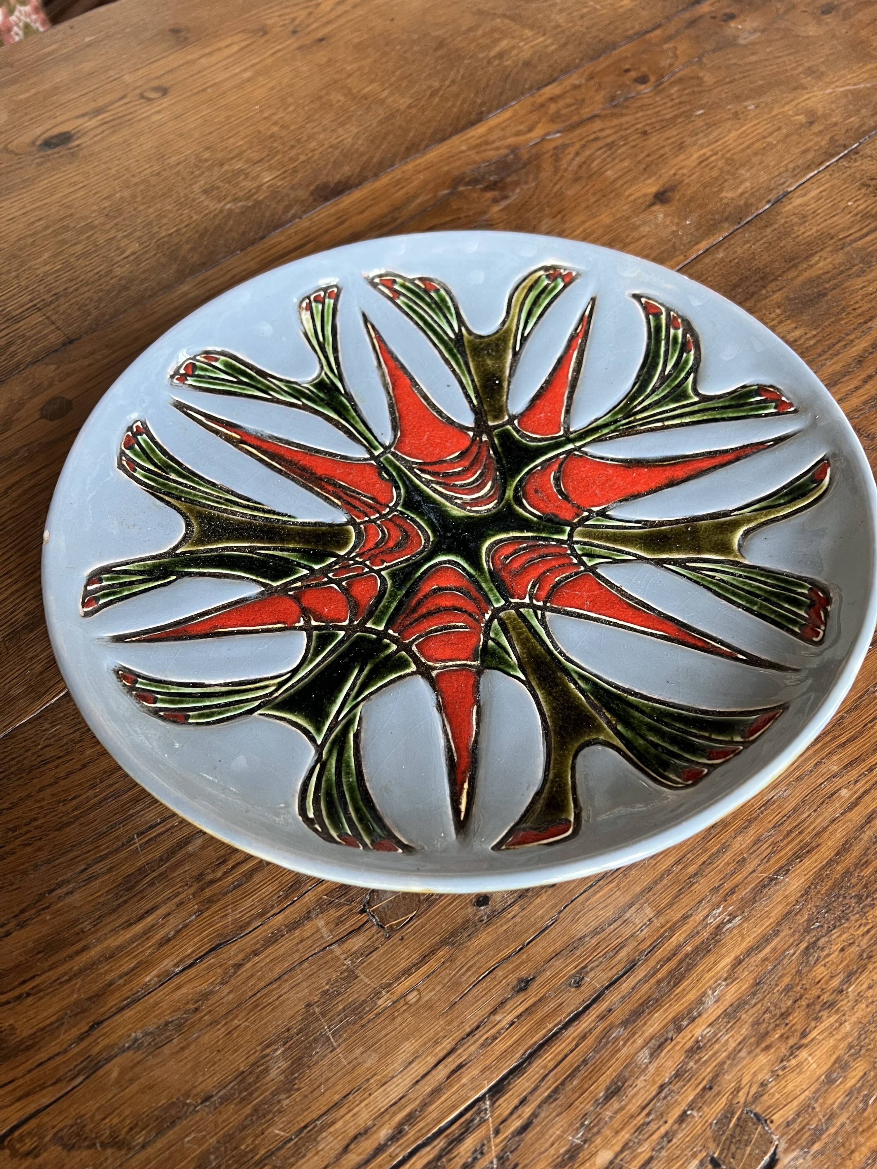 Glazed ceramic wall plate, 1960s