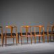 Juliane dining chairs in teak and black leather by Johannes Andersen for Uldum Møbelfabrik, Denmark, 1960s, set of 6