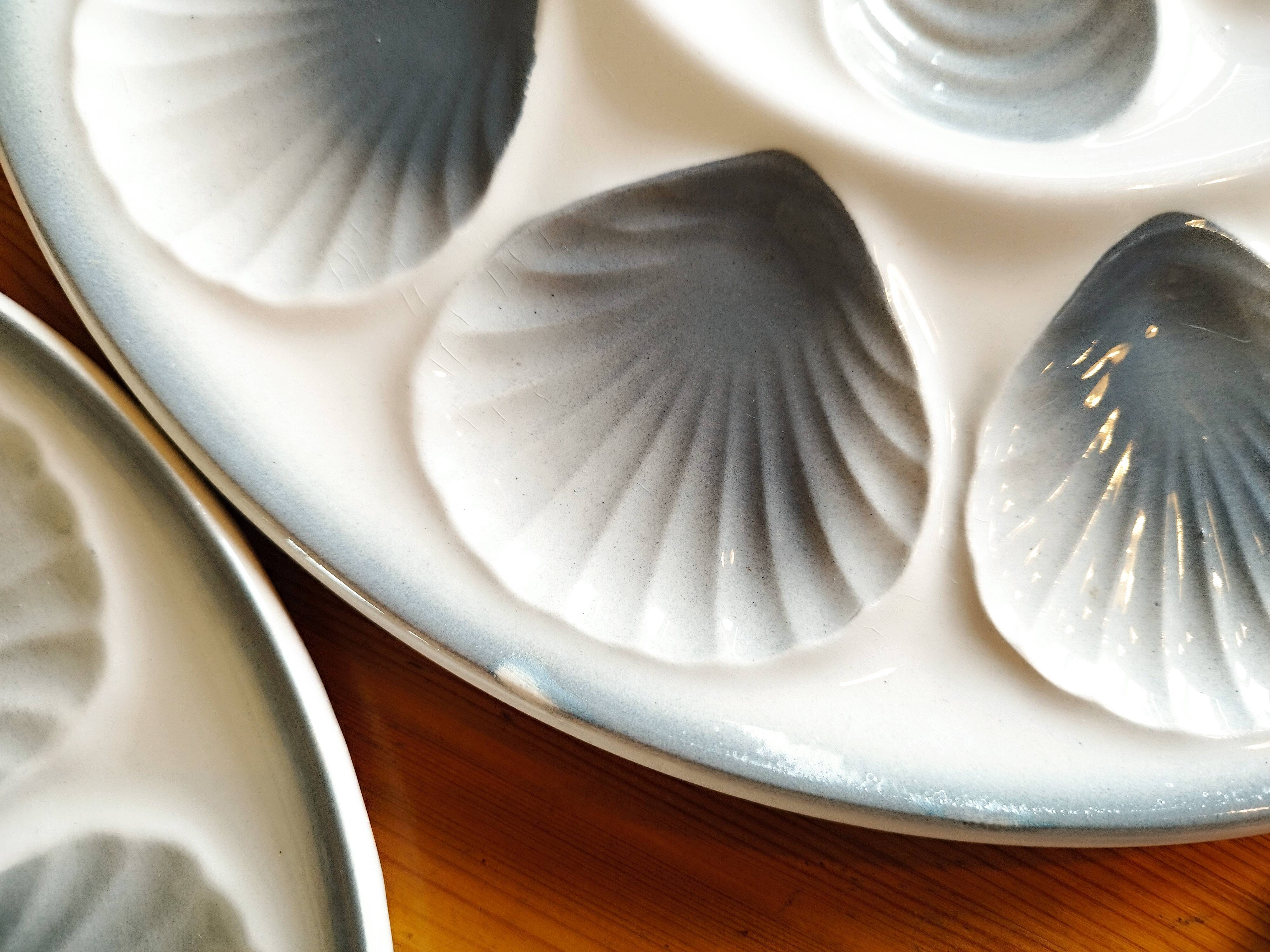 Set of 6 oyster plates and dish