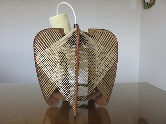 Pair of Scandinavian wire and wood 60s 70s suspensions