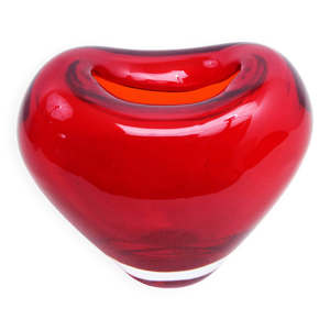 Vase vintage en verre - rouge