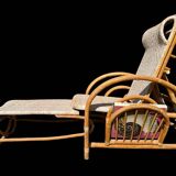 Vintage Rattan and Bamboo Chaise Longue from the 60s Italy