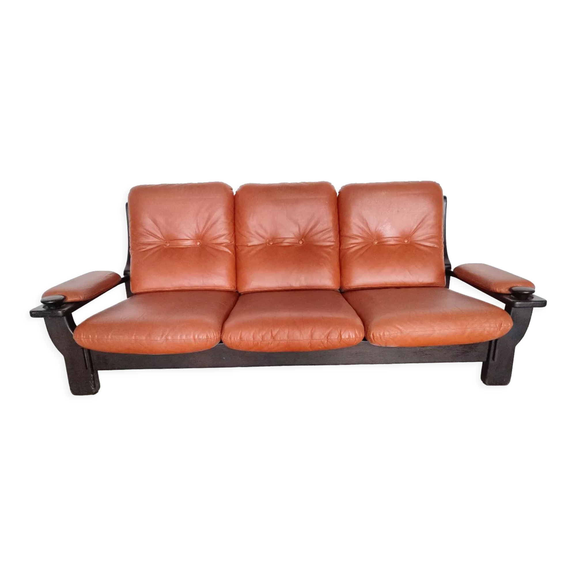 Brazilian brutalist leather sofa