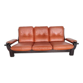 Brazilian brutalist leather sofa