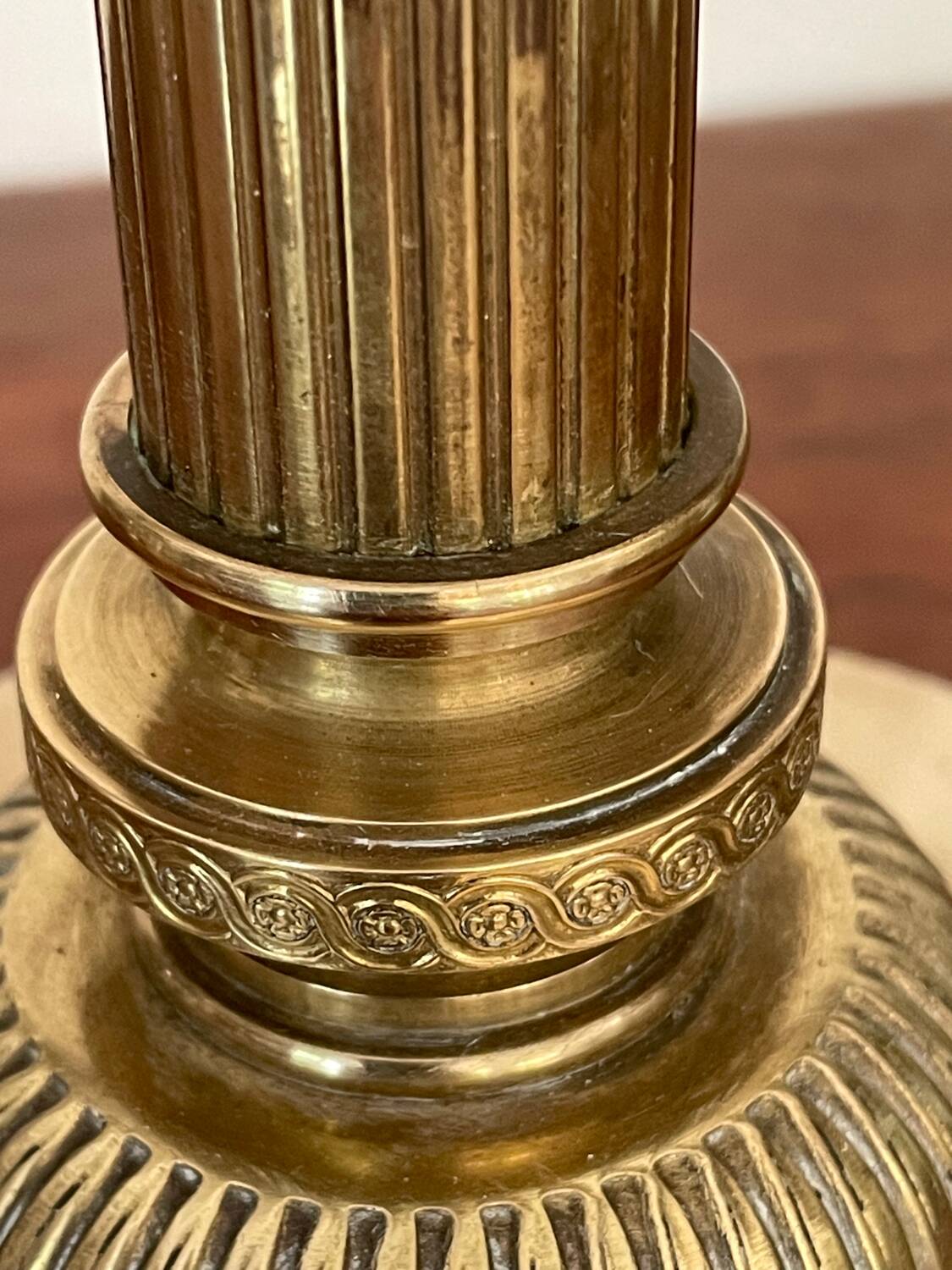 Brass column lamp 43cm circa 1900