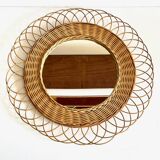 Vintage rattan sun mirror
