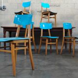 Set of 6 blue chairs TON (Thonet)