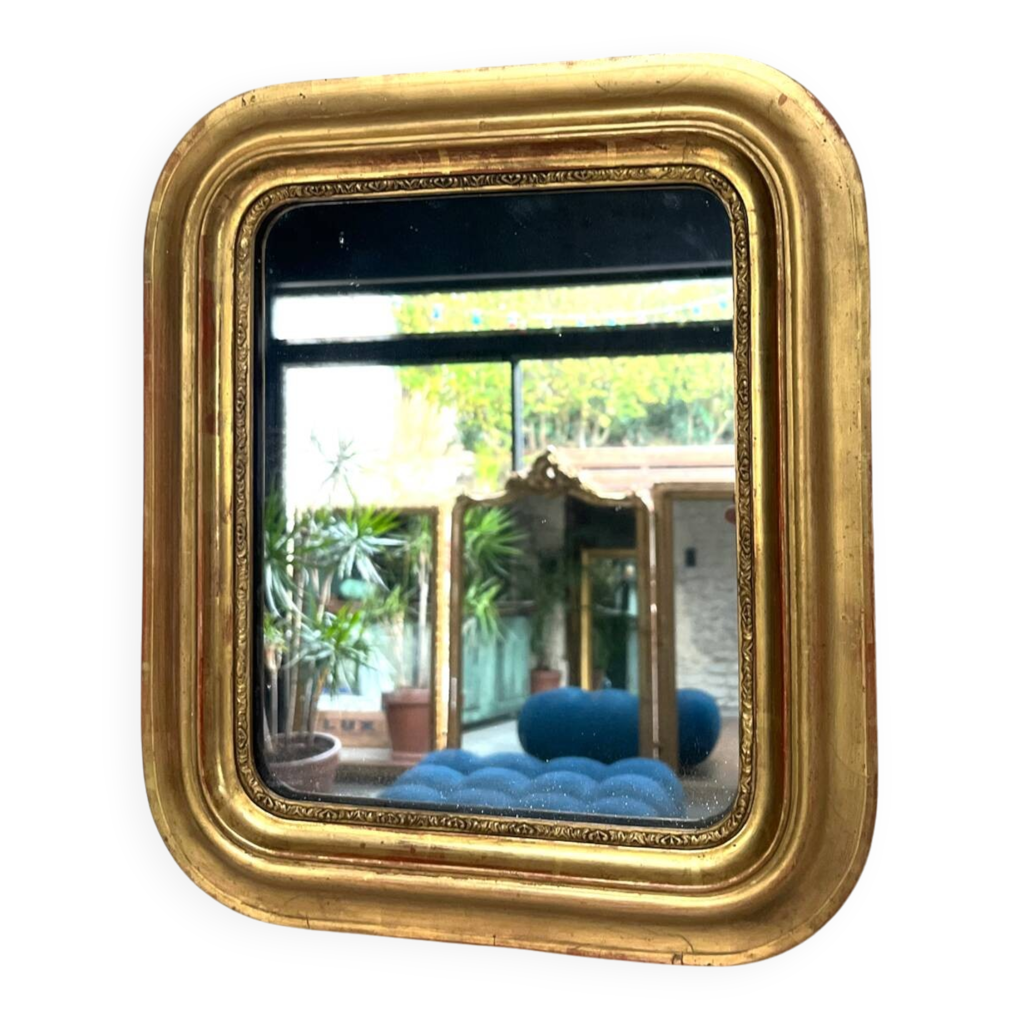 Antique mirror 42.5/36.5cm Louis-Philippe gilded with gold leaf, mercury