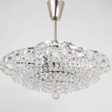 Diamond-cut faceted glass chandelier Bakalowits Vienna, Austria, 1950s