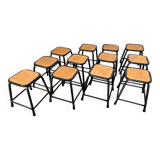 Set of 12 black industrial stools