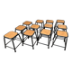 Set of 12 black industrial stools