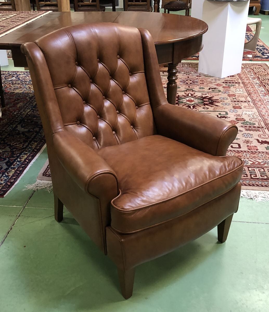 Modern leather lounge armchair
