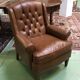 Modern leather lounge armchair