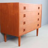 Danish teak low chest with four drawers, 1960s