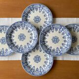 6 old flat plates in Gien earthenware