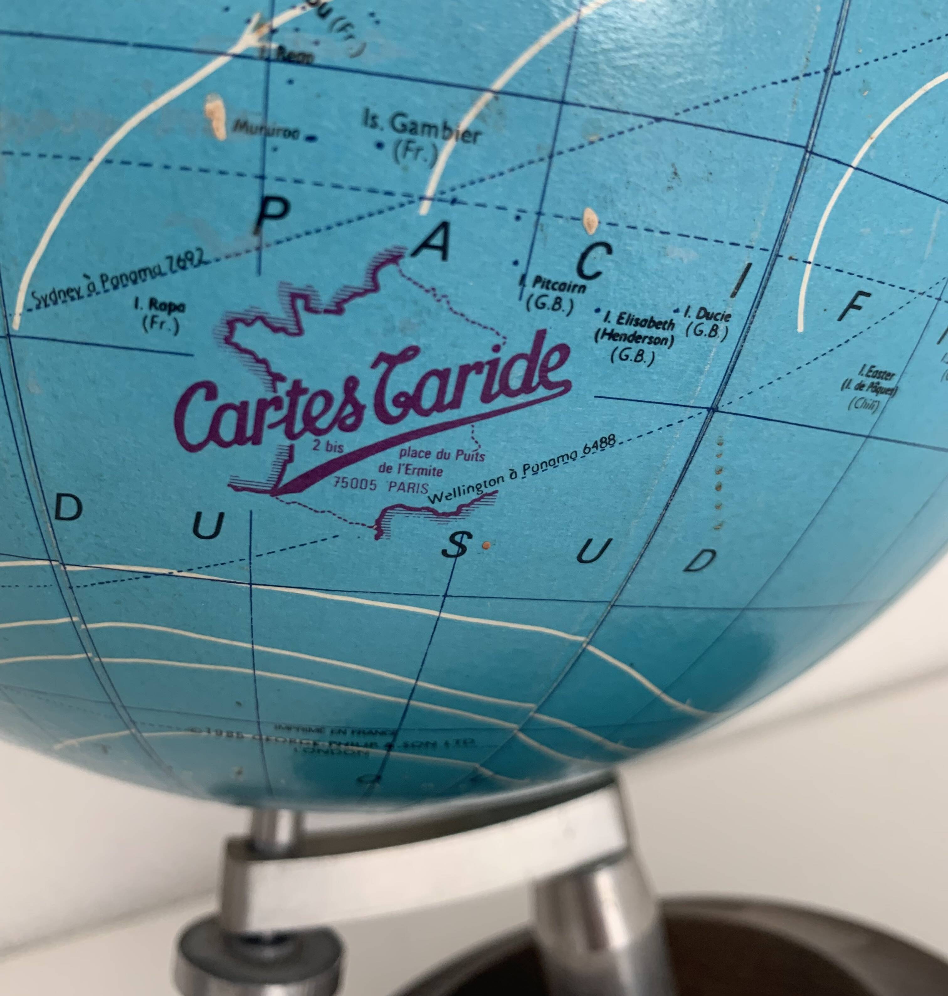 Large vintage 1985 terrestrial globe Taride wood - 38 cm