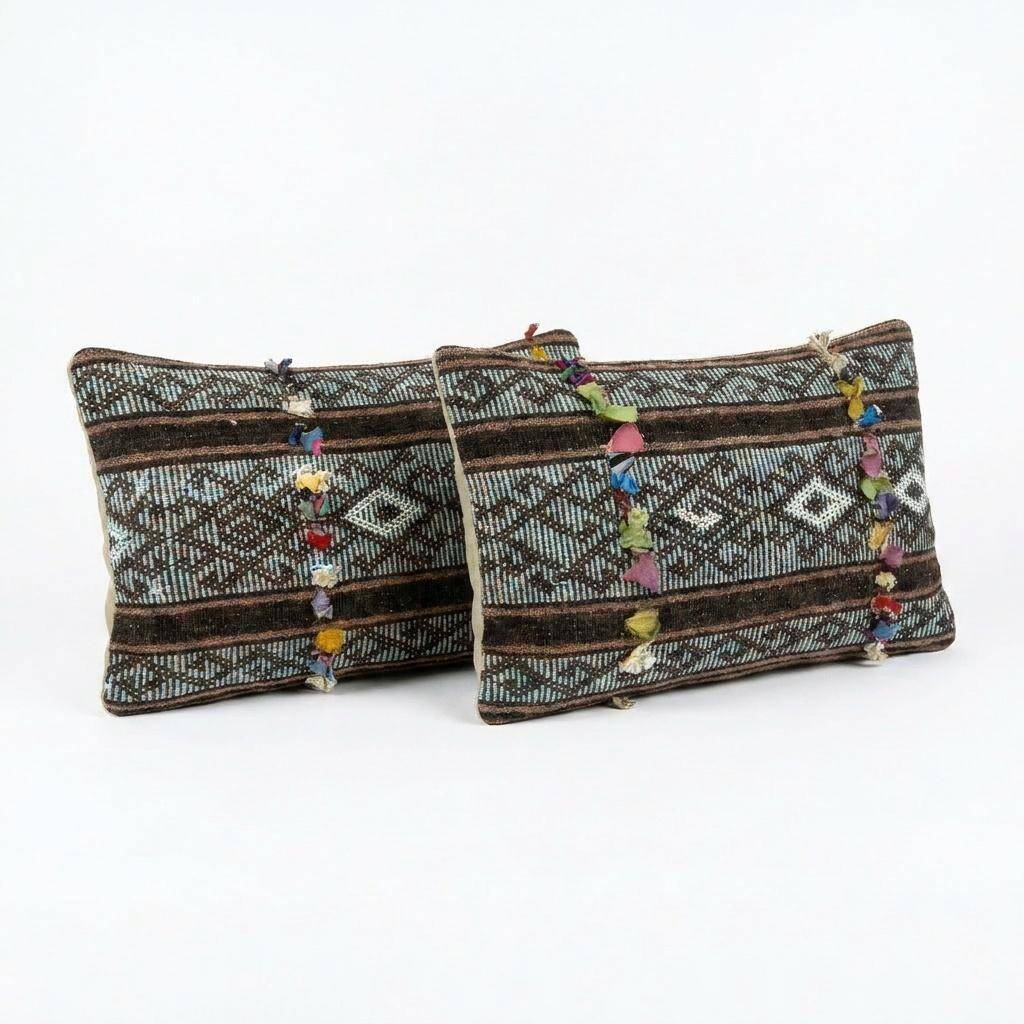 Set of 2 vintage kilim cushion covers 38x61 cm
