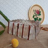 Ceiling lamp / wall lamp in molded glass two-tone square 70s