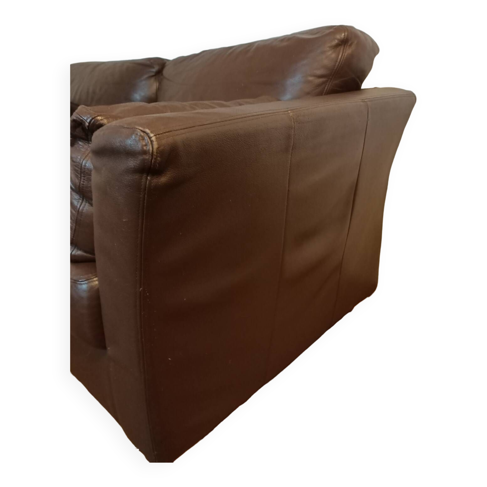 Brown leather sofa