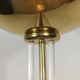 Designer floor lamp in gilded brass and plexiglass