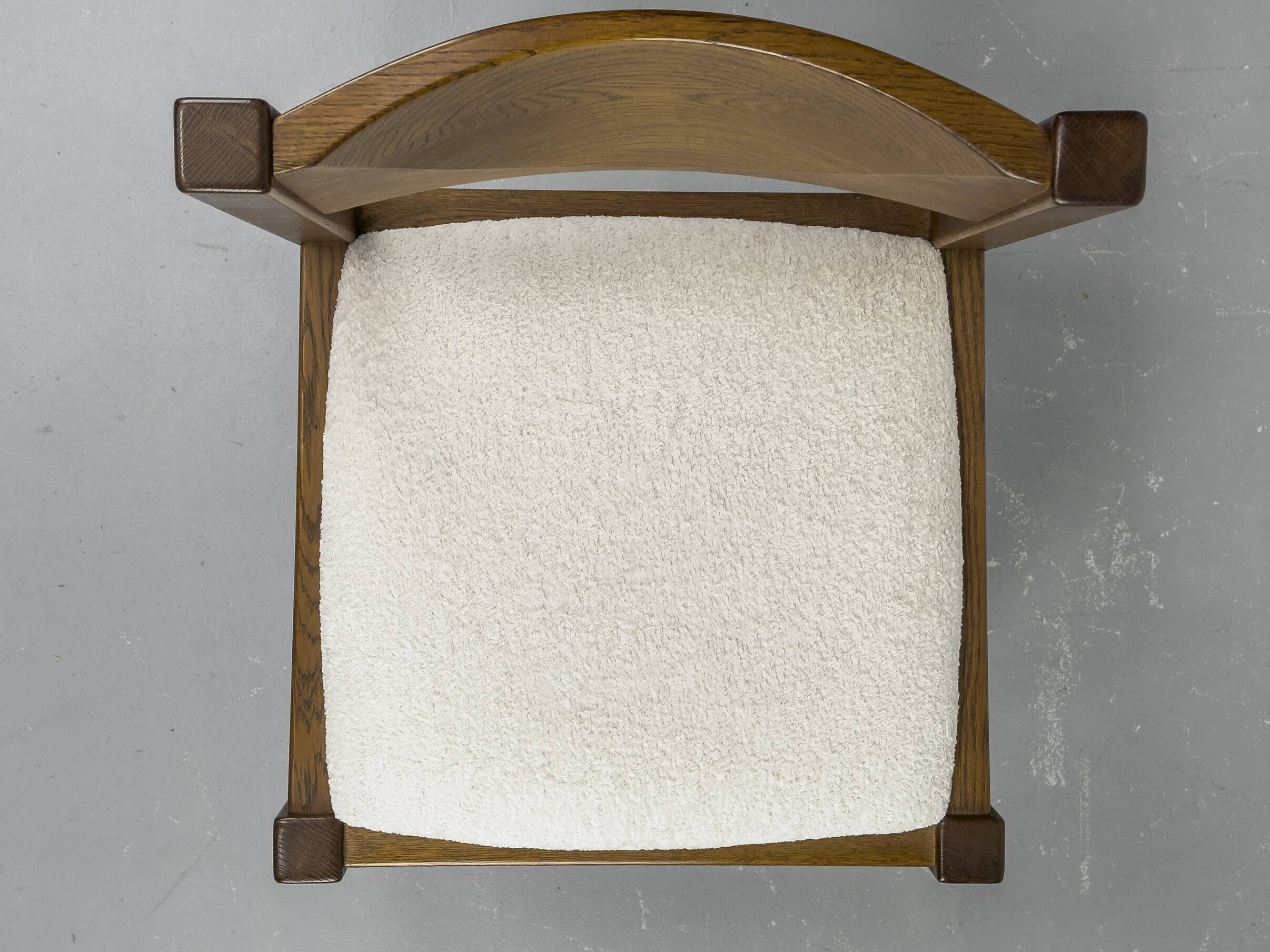 6 brutalist oak chairs, 1970