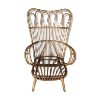 Rattan armchair high vintage