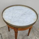 Table basse bouillotte en marbre blanc style Louis xvi ancienne