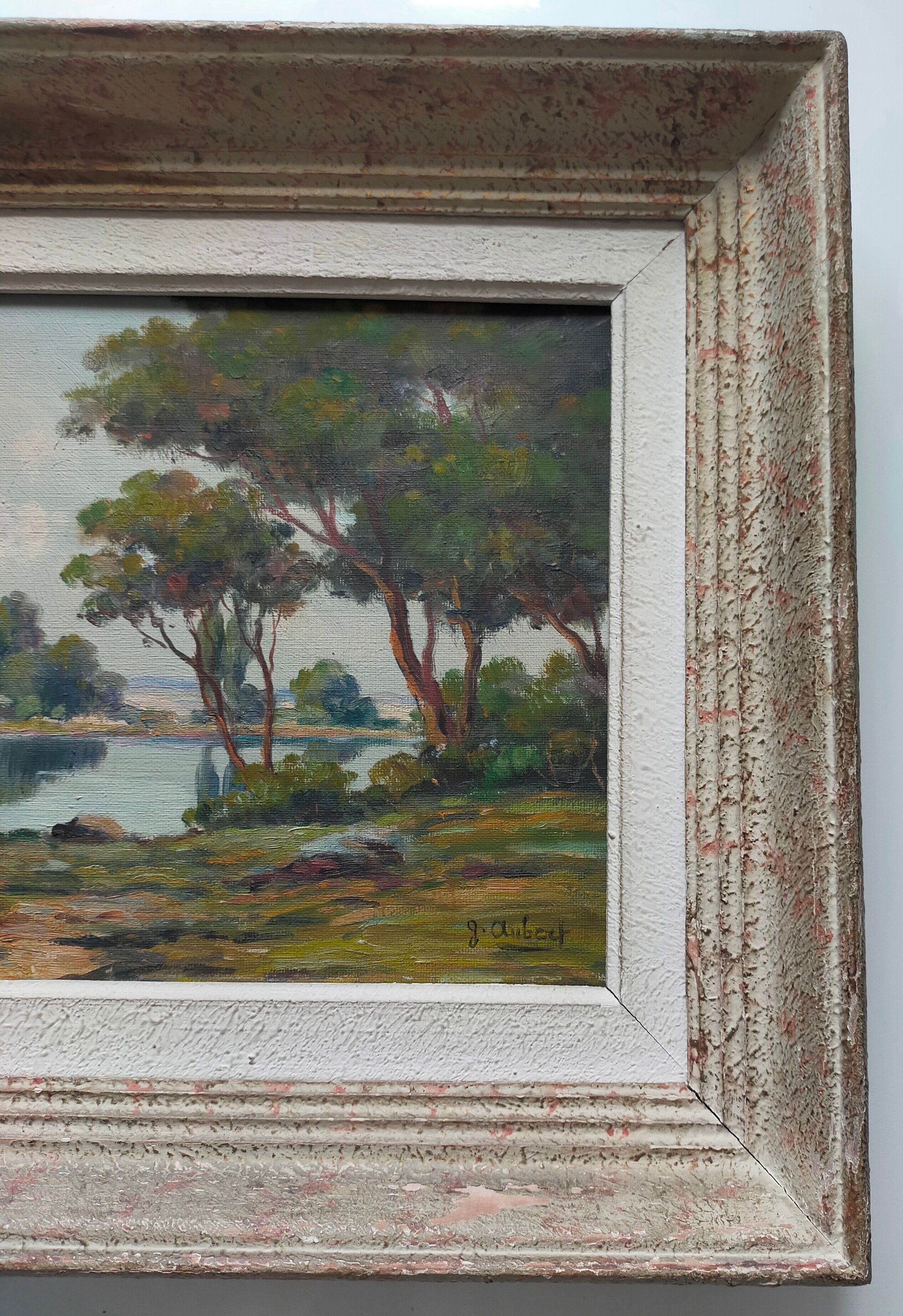 Oil on canvas signed Gaston Aubert Landscape of the countryside