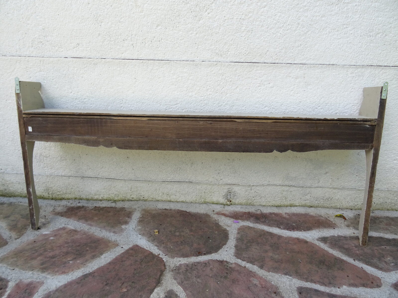 Shabby chic wall shelf in solid oak