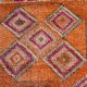Tapis Kilim Vintage Orange et Rose, Motifs Géométriques, 77x326 Cm
