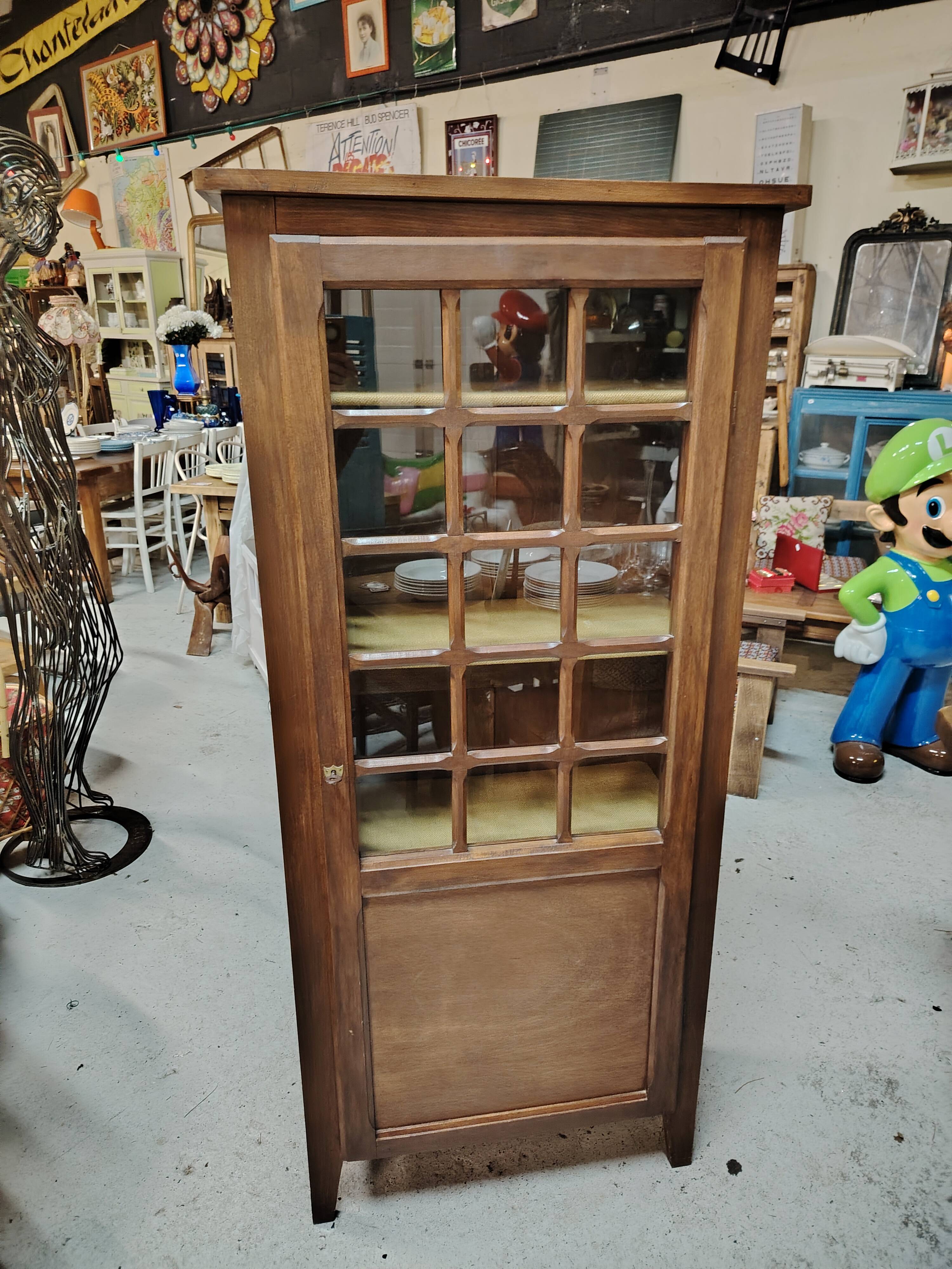 Tall Solid Wood Display Cabinet with Crossbars – Chic Country Style