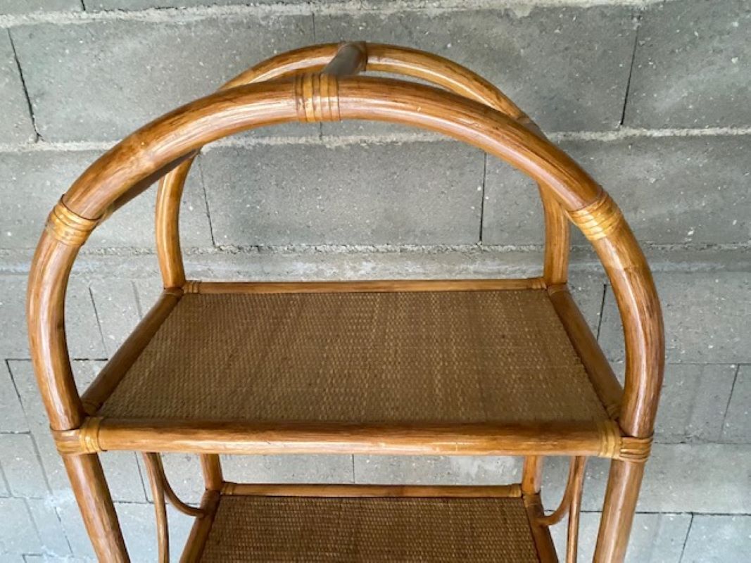 Vintage rattan bookcase 70s