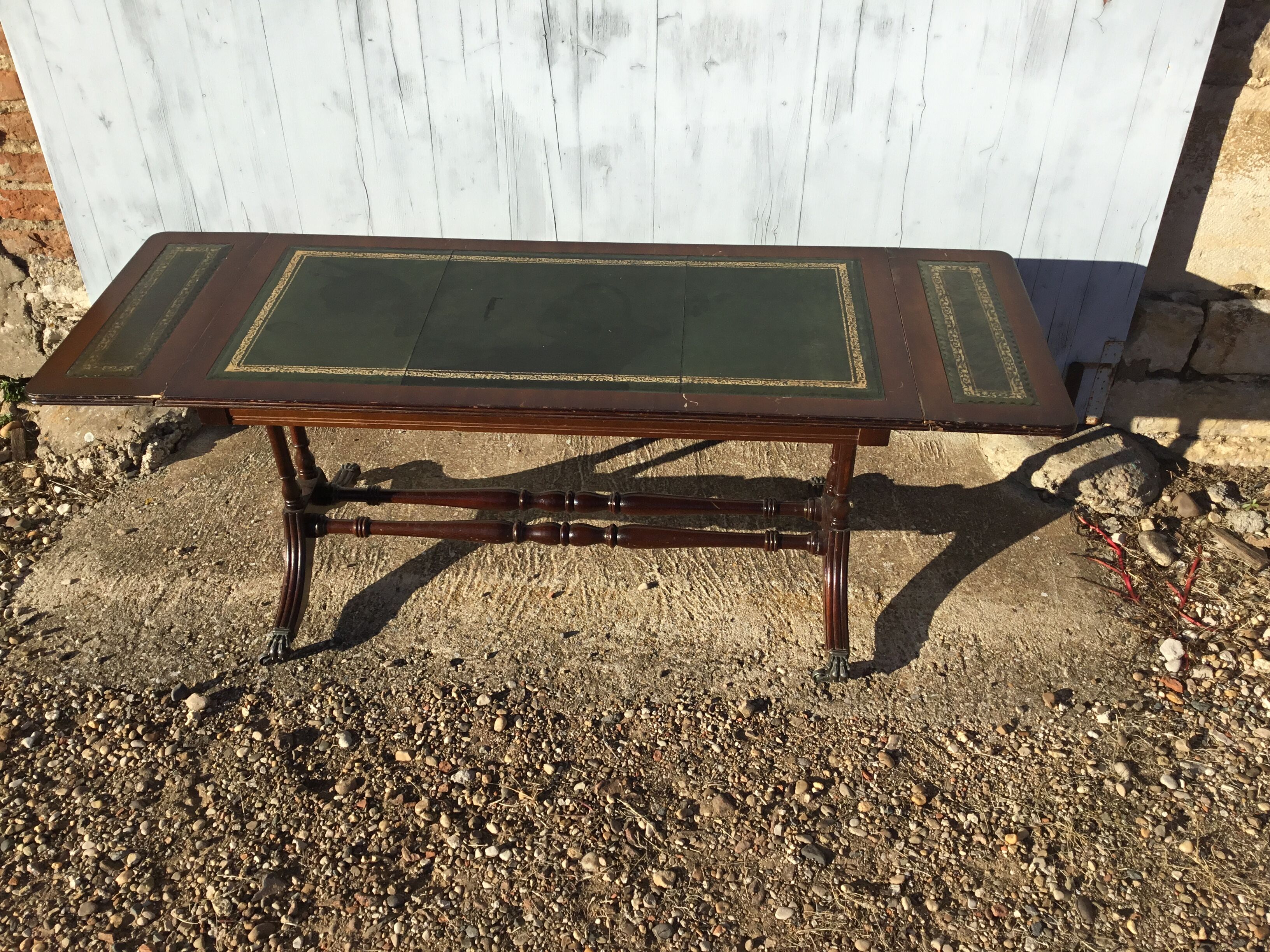 Coffee table on leather