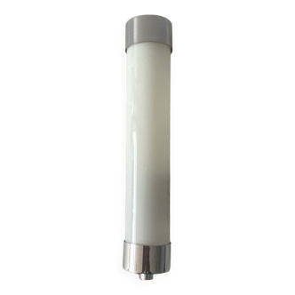 Opaline tube and chrome-plated brass wall lamp
