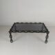 Vintage brutalist black iron chain link coffee table with original smoked glass, 70s