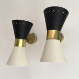 Pair of Italian diabolo wall sconces, 1950s design.