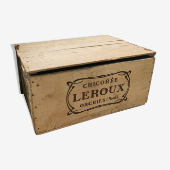 Wooden chicory leroux advertising box