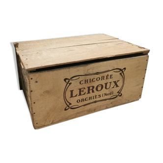 Wooden chicory leroux advertising box