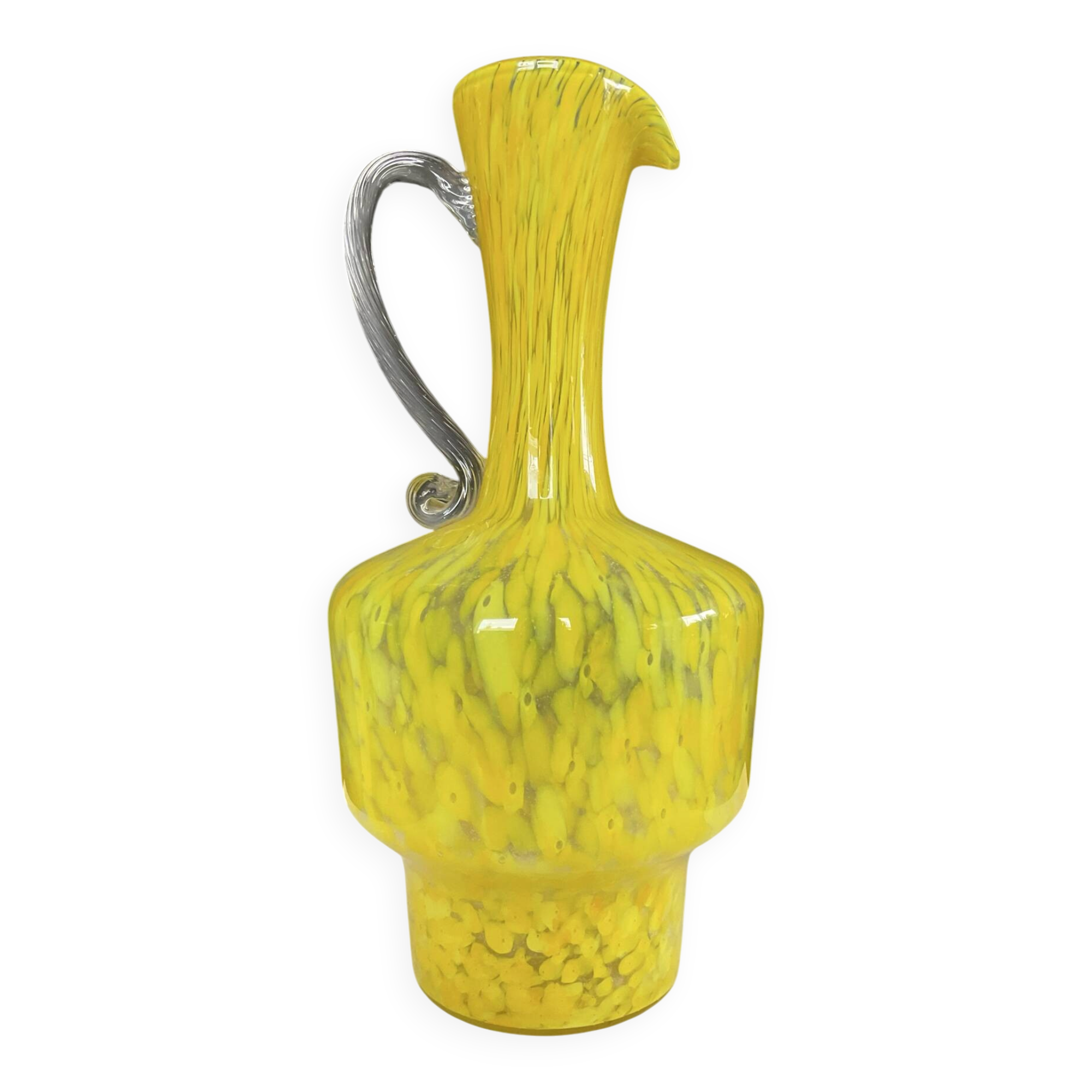 Vase à anse vintage en pâte de verre mouchetée 