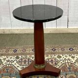 1960s Empire style pedestal table in cherry wood with black marble top