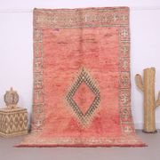 Peach Vintage Moroccan Rug 166 x 277 cm - Berber Wool Rug - Handmade Rug