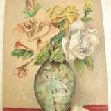 Tableau ancien bouquet de roses