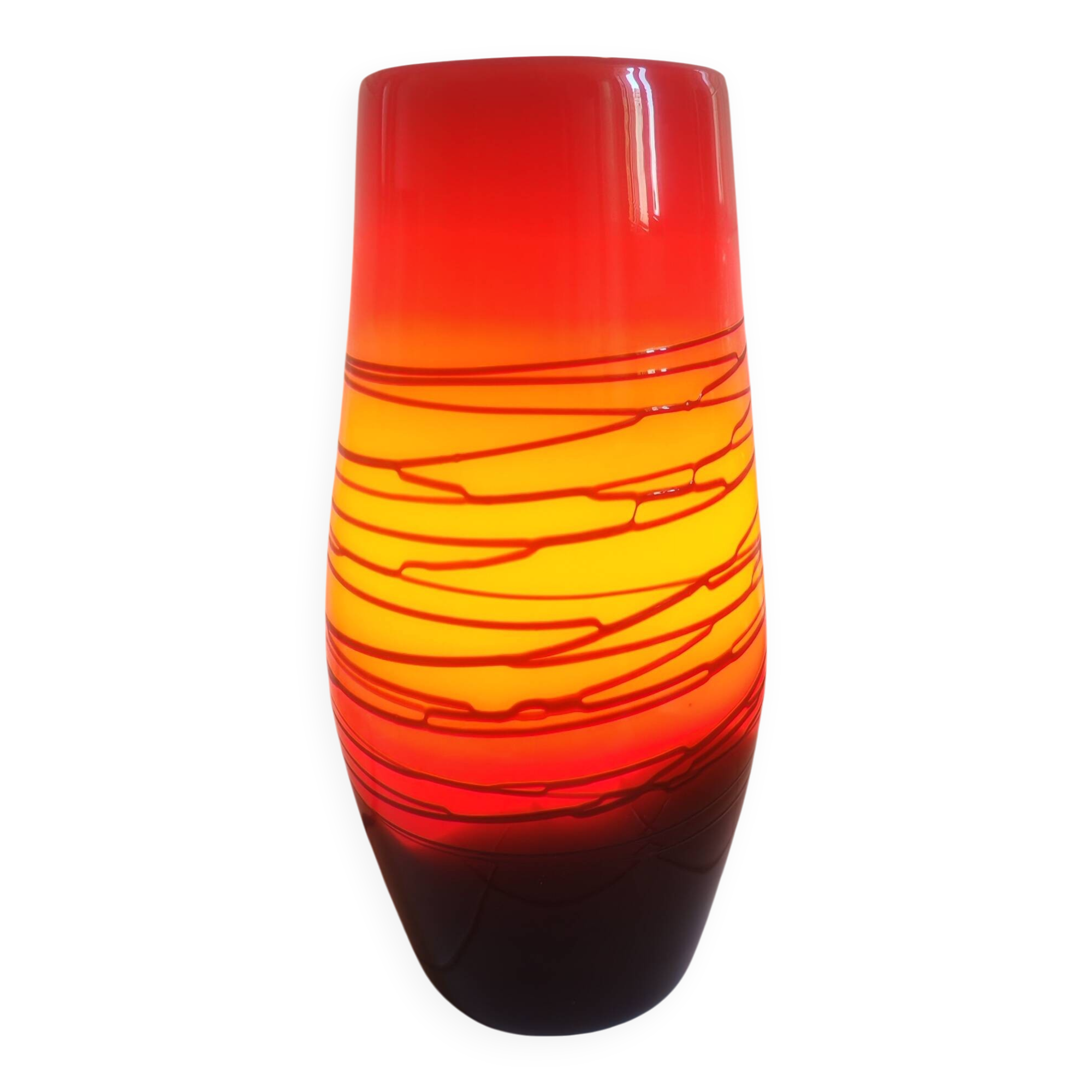Lampe à poser rouge/orange en verre de Murano style 70s (1980)