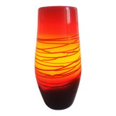 Lampe à poser rouge/orange en verre de Murano style 70s (1980)
