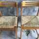 Serie de 4 chaises paillées en bois clair - design 1970
