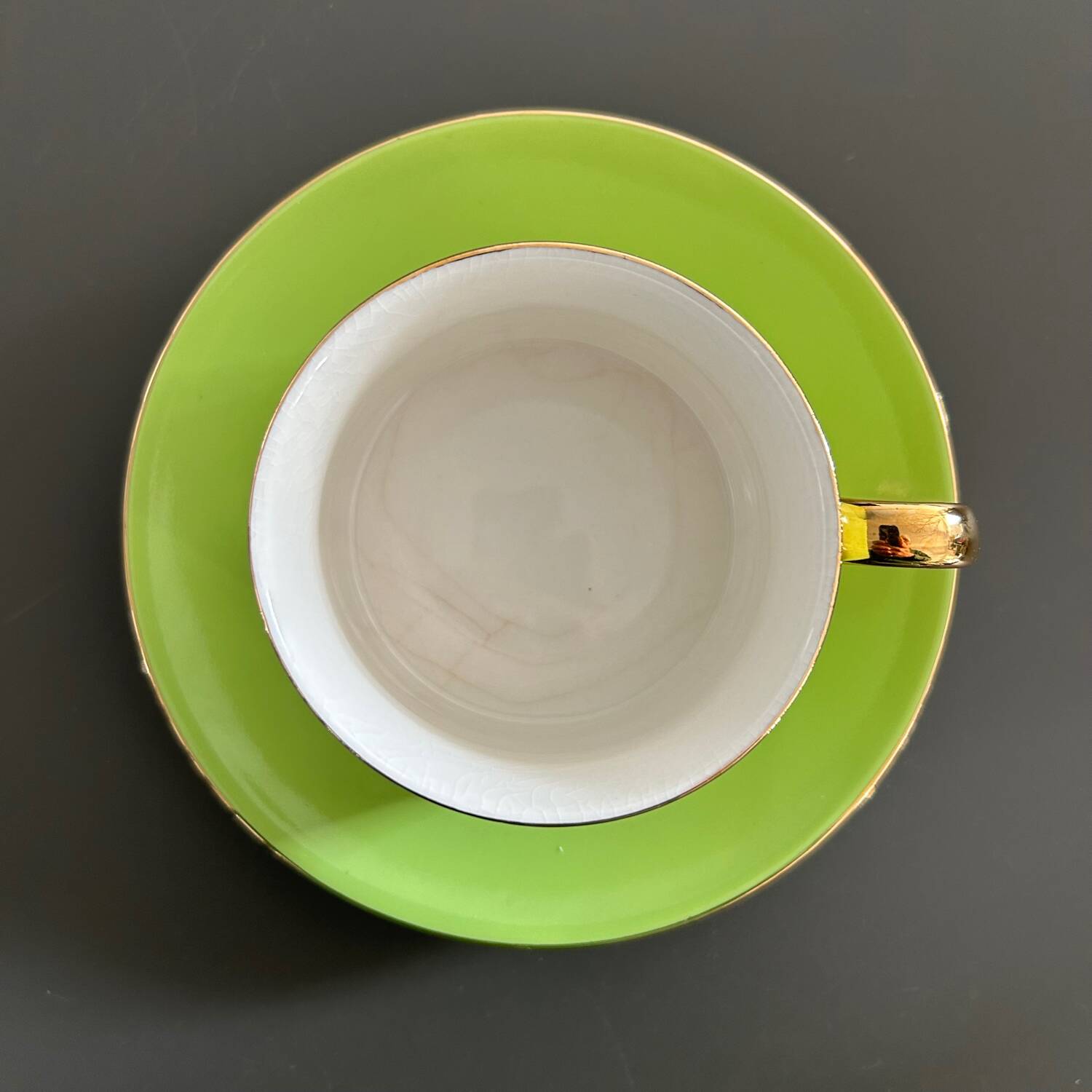 Lime green cup and saucer