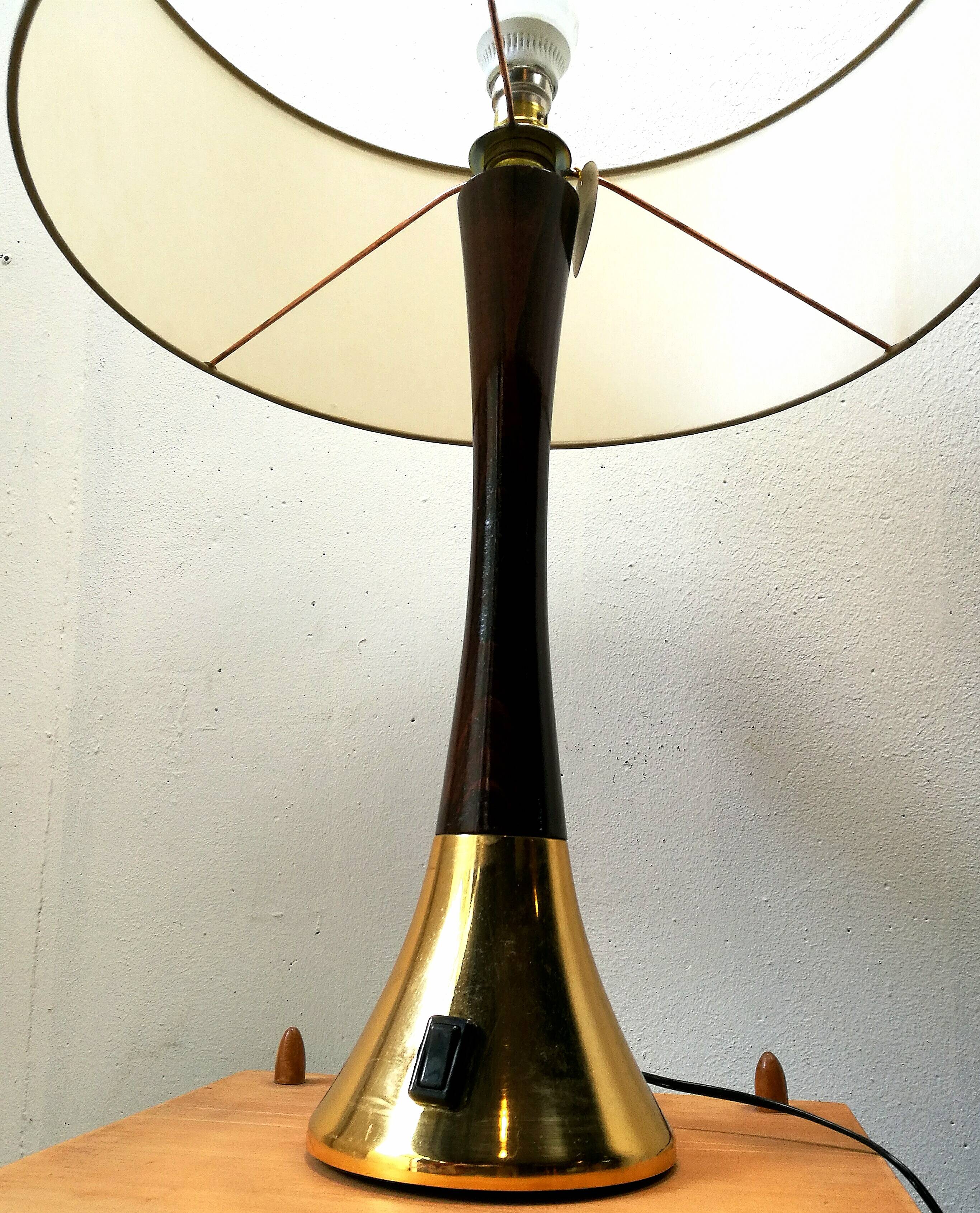 Lamp 60s dark and gilded wood